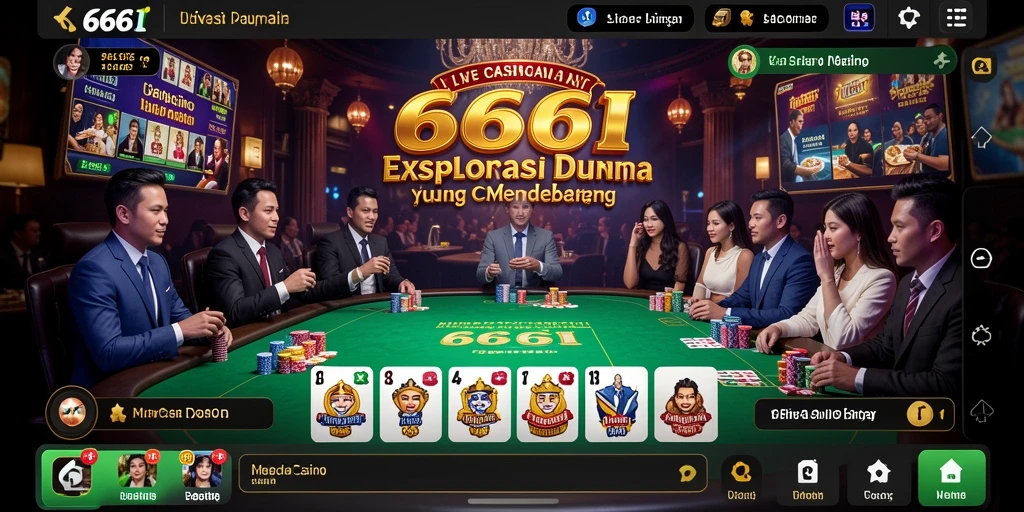 Screenshot 666I menampilkan dealer langsung dan meja permainan yang menarik.