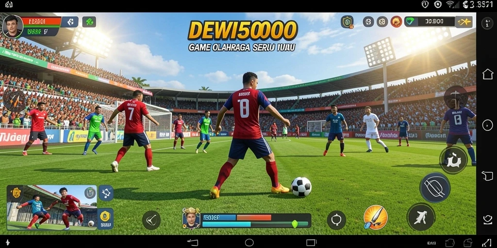 Tangkapan layar DEWI5000 menampilkan aksi seru dalam permainan olahraga.