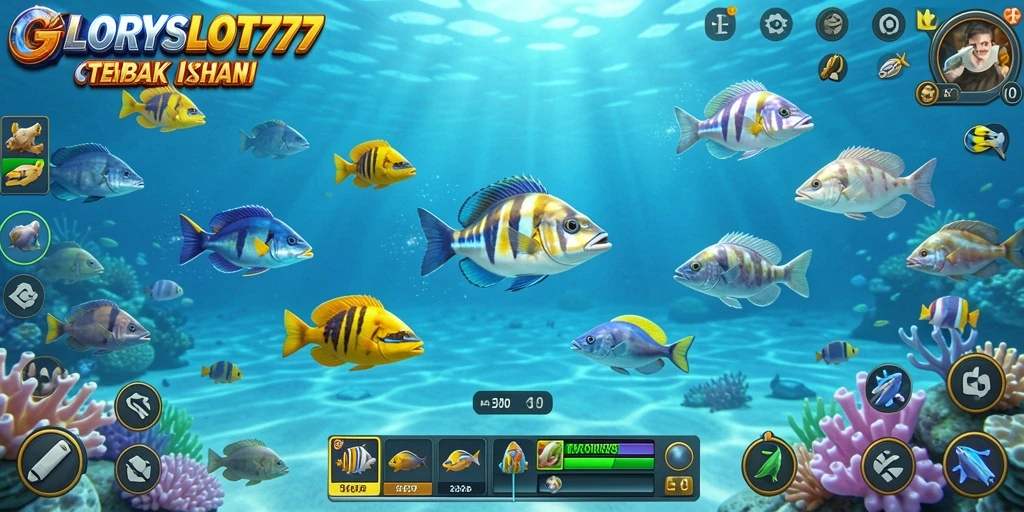 Tampilan gameplay seru dari GLORYSLOT777 saat menembak ikan.
