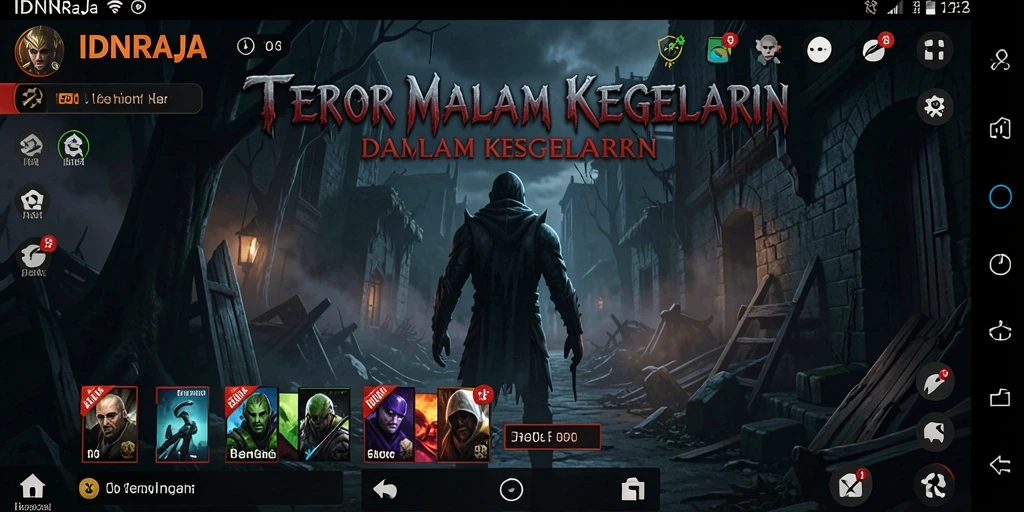 Screenshot gameplay <strong>IDNRAJA</strong> menampilkan momen-momen menyeramkan dalam kegelapan.