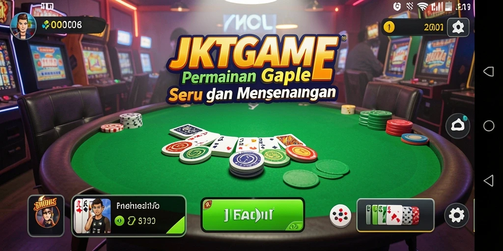 Screenshot gameplay JKTGAME dengan grafis mengesankan saat bermain gaple.