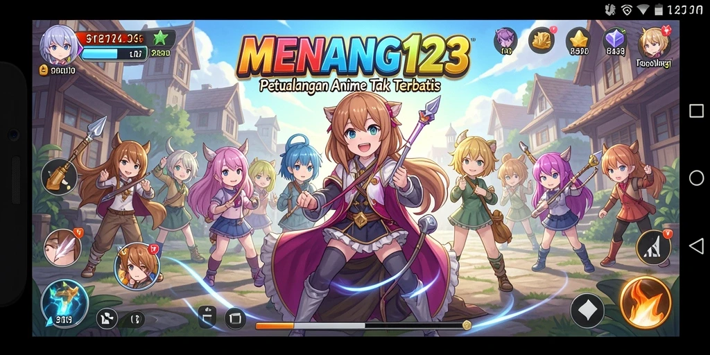 Tampilan gameplay seru di dunia Anime penuh warna.