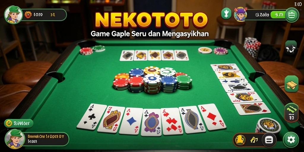 Tampilan menarik dari gameplay Gaple di NEKOTOTO.