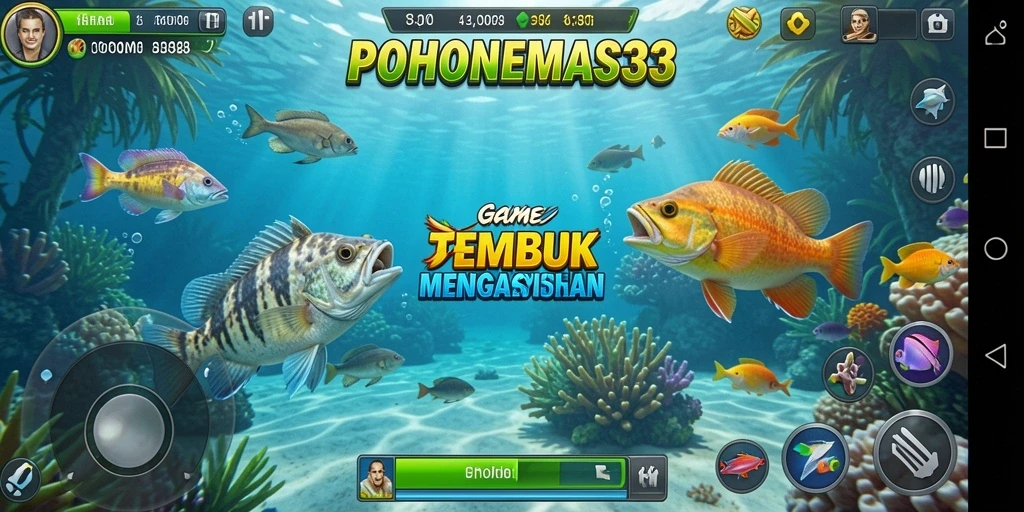 Tampilan gameplay seru di POHONEMAS33 dengan aksi menembak ikan.