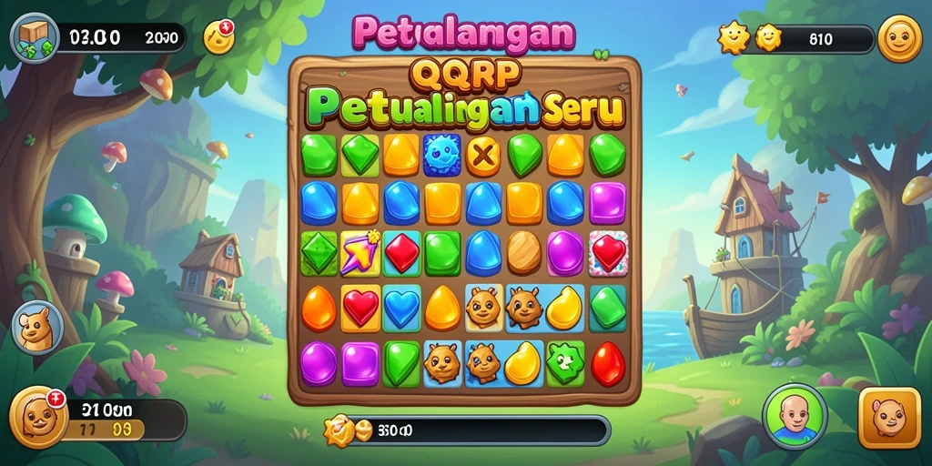 Tampilan gameplay QQRP dengan serangkaian tantangan Match-3 yang menarik.
