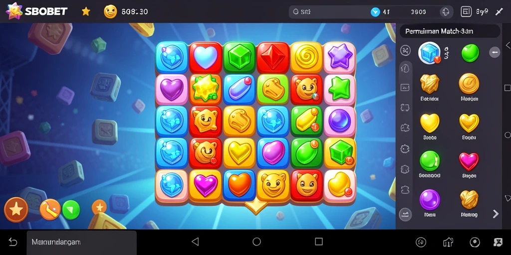 Screenshot gameplay SBOBET menampilkan keseruan permainan Match-3.