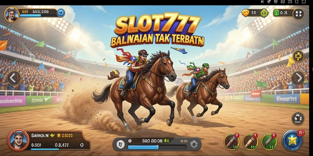 Tampilan gameplay SLOT777 dengan lintasan balap menarik.