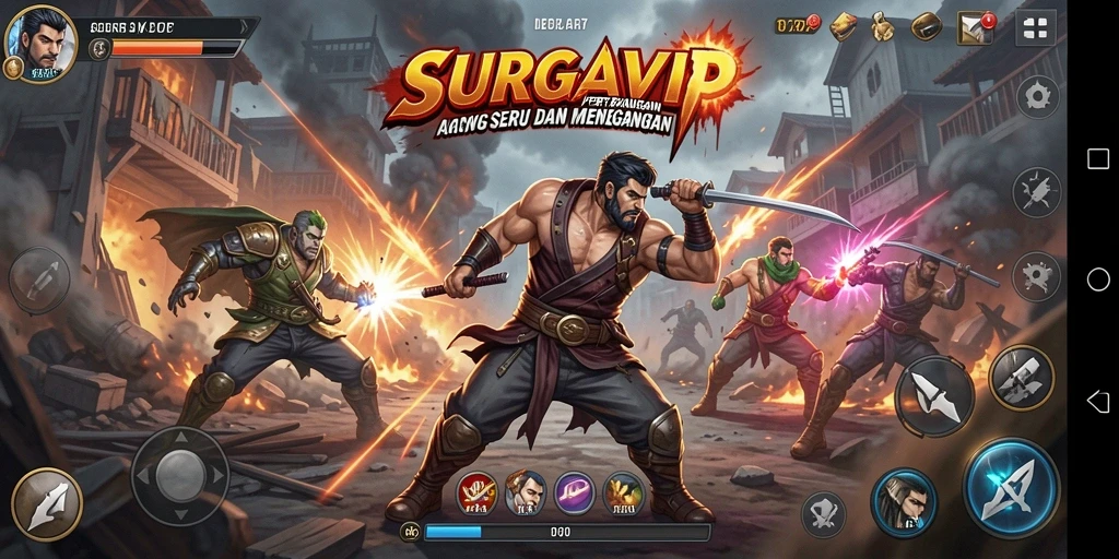 Tampilan menegangkan dari gameplay SURGAVIP saat pertempuran berlangsung.