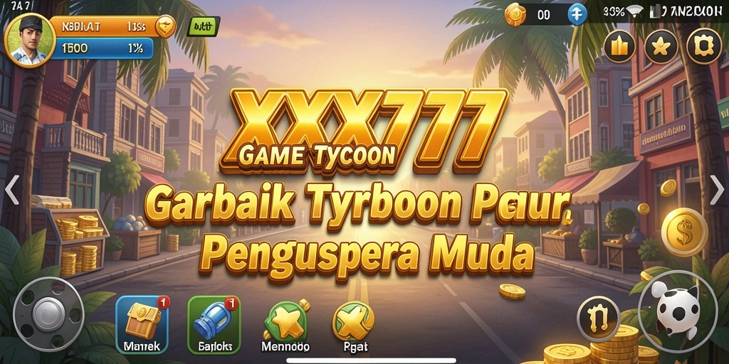 Screenshot XXX777 menampilkan aksi manajemen bisnis yang mendebarkan.